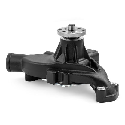 Chevy SBC 350 High Volume Aluminum Short Water Pump with Heater Port [Black]