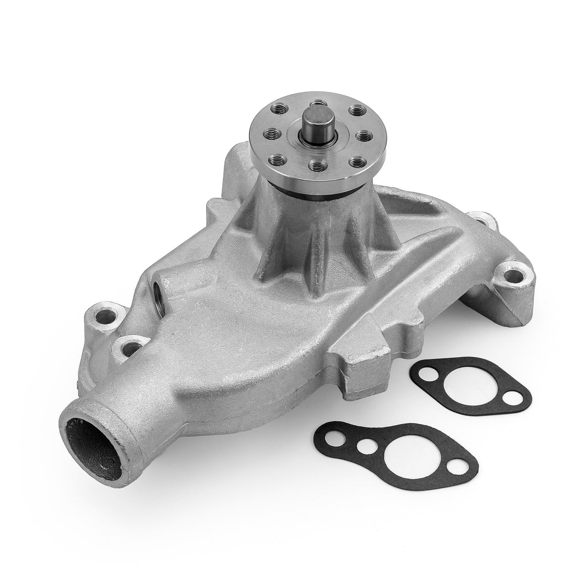 Chevy SBC 350 High Volume Aluminum Short Water Pump with Heater Port [Satin]