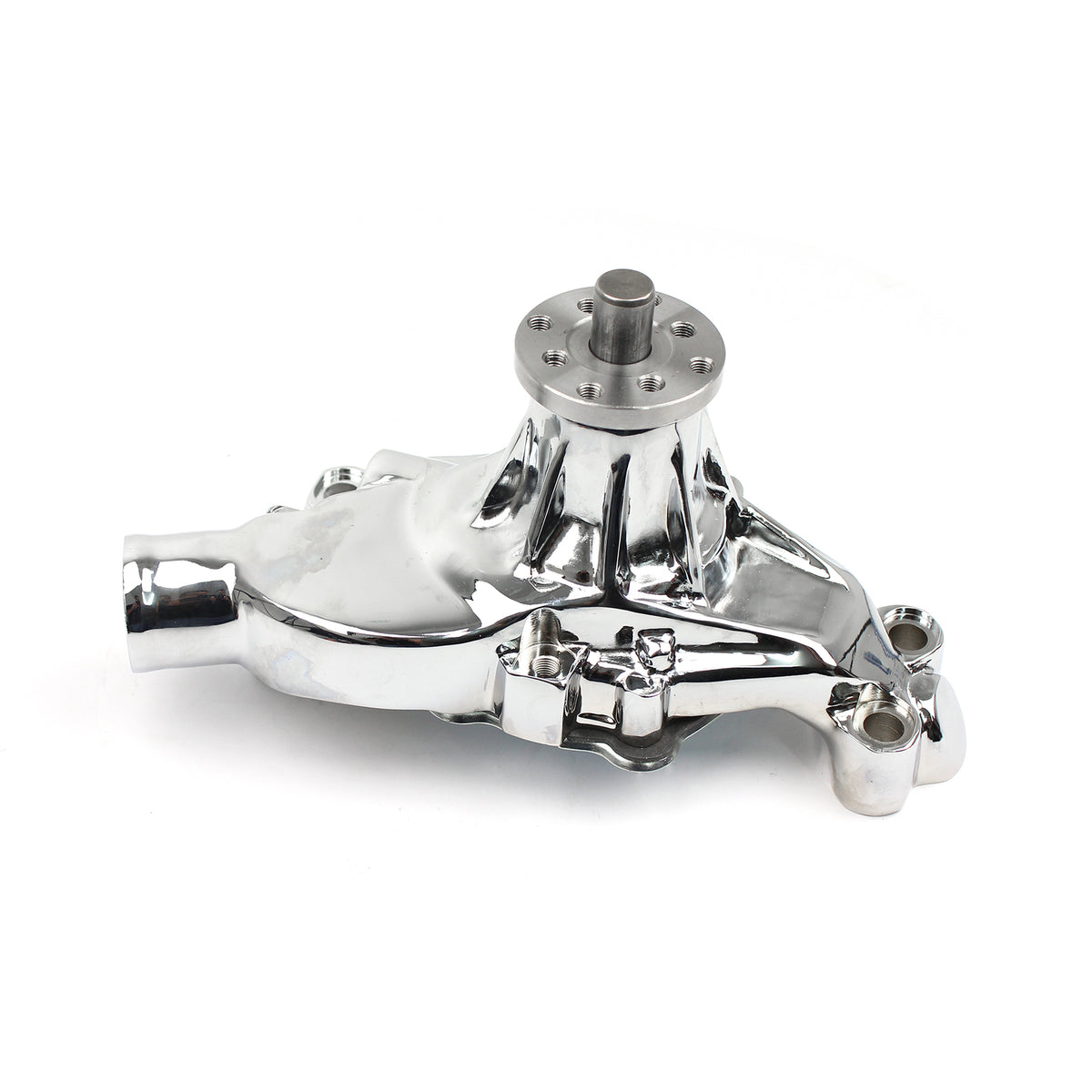 Chevy SBC 350 High Volume Aluminum Short Water Pump with Heater Port [Chrome]