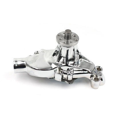 Chevy SBC 350 High Volume Aluminum Short Water Pump with Heater Port [Chrome]