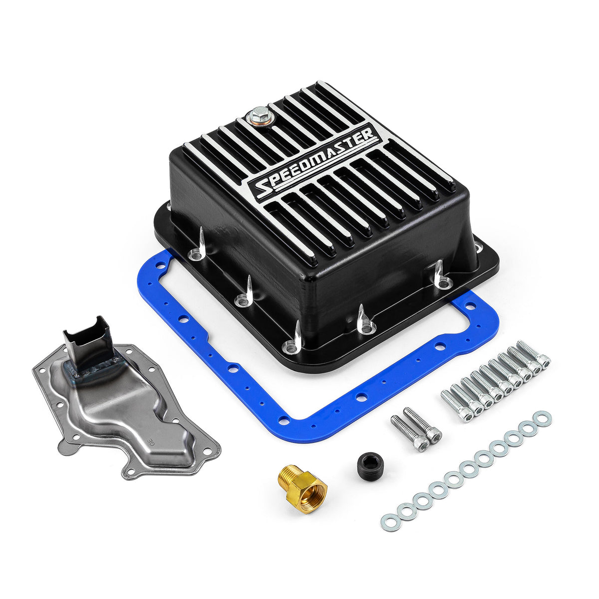 Ford C4 High Volume Transmission Oil Pan Cast Aluminum Finned Black [2qt]