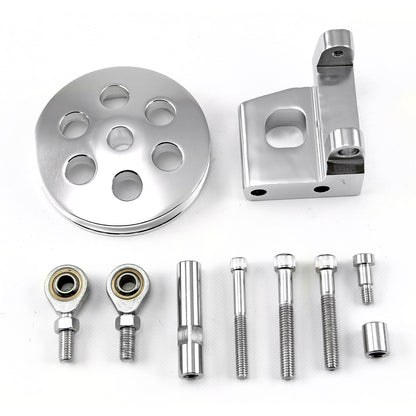 Chevy SBC 350 Type2 Billet Polished Aluminum Power Steering Bracket Kit w/Pulley