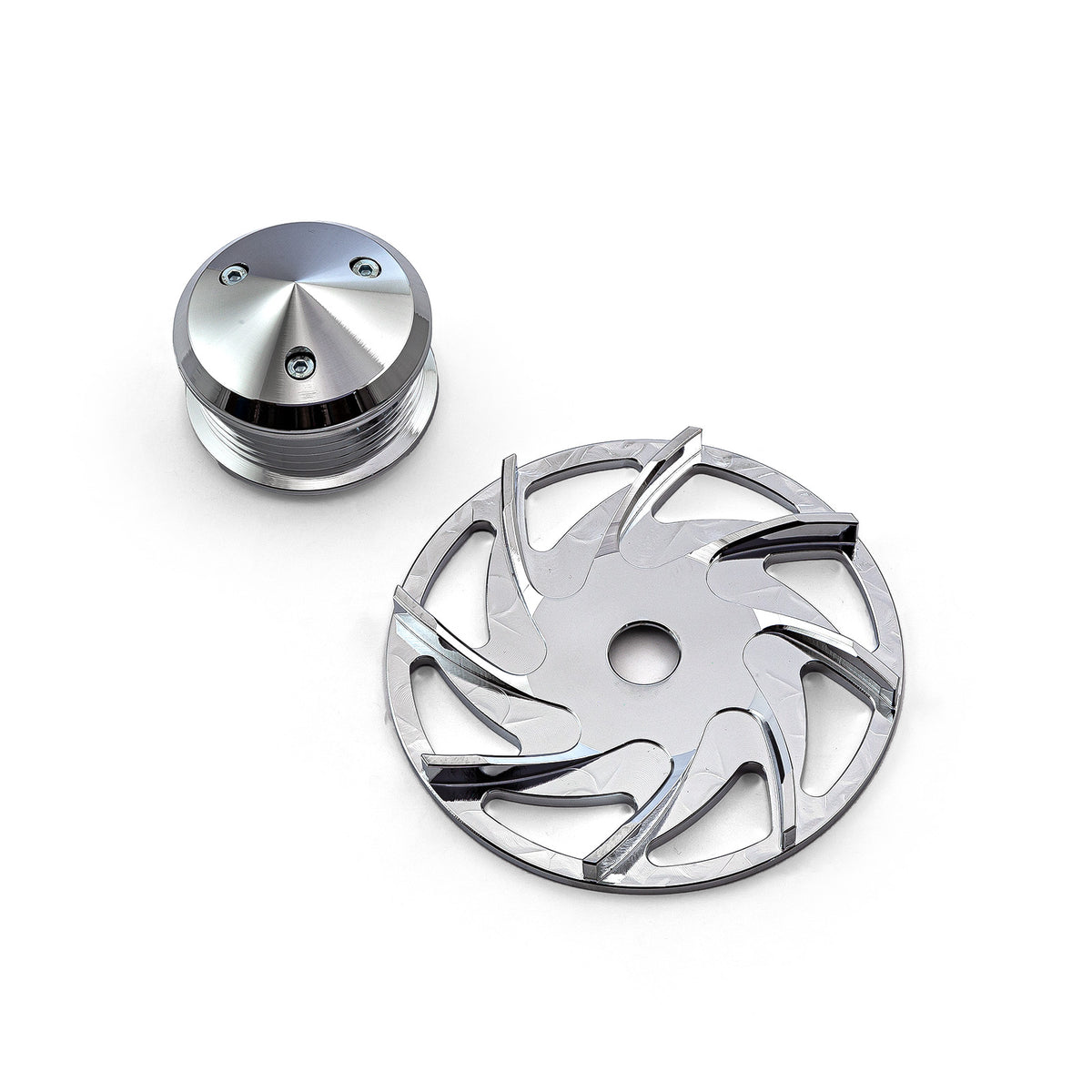 Chevy Ford Six Groove Serpentine Billet Alternator Pulley & Fan Kit [Natural]