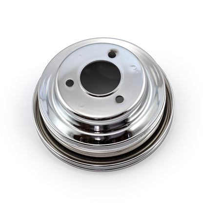Chevy BBC 454 Steel Long Water Pump Lwp 3 Groove Crank Pulley Chrome