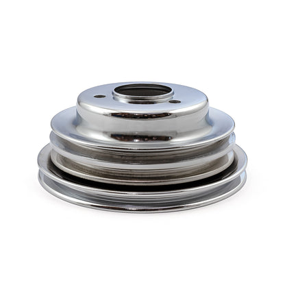 Chevy BBC 454 Steel Long Water Pump Lwp 3 Groove Crank Pulley Chrome