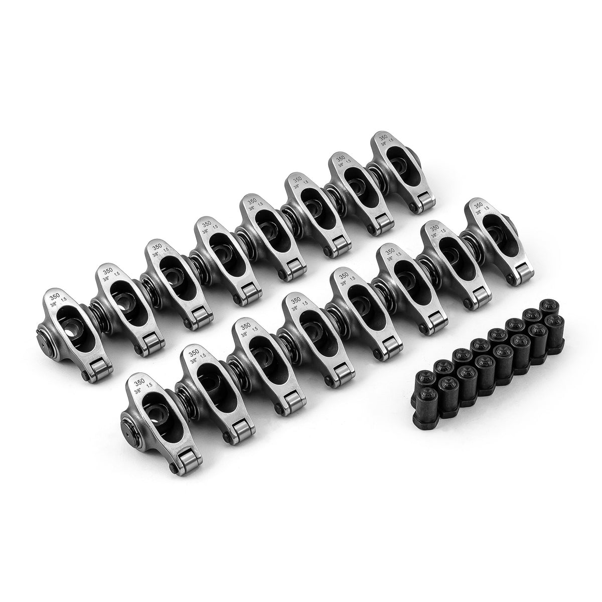 Chevy SBC 350 1.5 Ratio 3/8" Stainless Steel Roller Rocker Arm Set