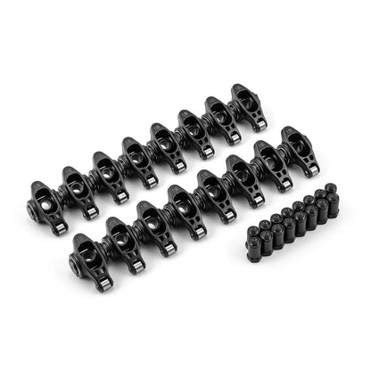 Chevy SBC 350 1.5 Ratio 7/16" Ultra Black Chromoly Roller Rocker Arms Set