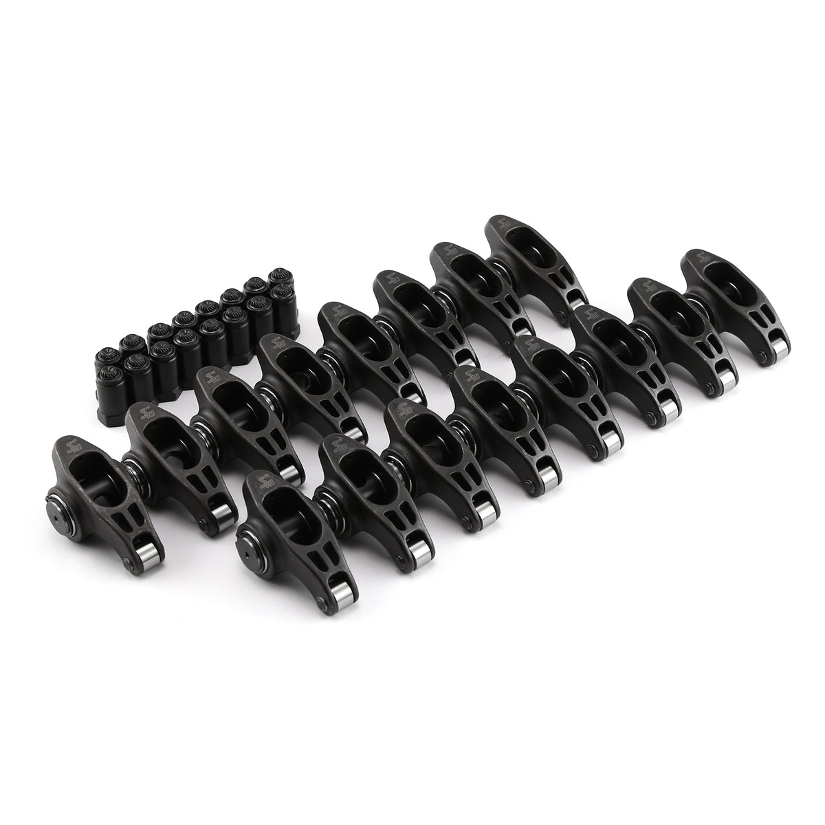 Ford SB 302 351w 1.6 Ratio 7/16" Ultra Black Chromoly Roller Rocker Arms Set