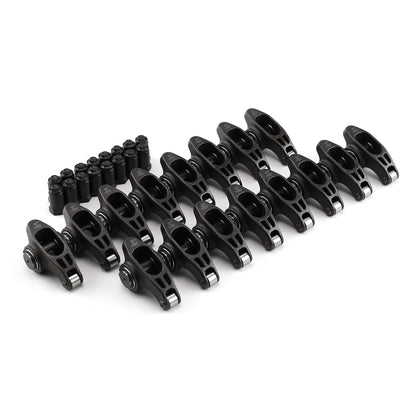 Ford SB 302 351w 1.6 Ratio 7/16" Ultra Black Chromoly Roller Rocker Arms Set