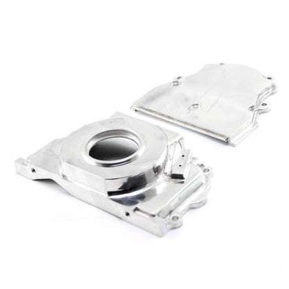 Chevy GM GEN III LS1 LS6 Polished Front 2pc Timing Cover without Cam Sensor Port