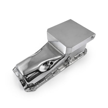 Chevy BBC 454 Gen 4 6Qt Drag Rear Sump 2Pc Rms Oil Pan Chrome