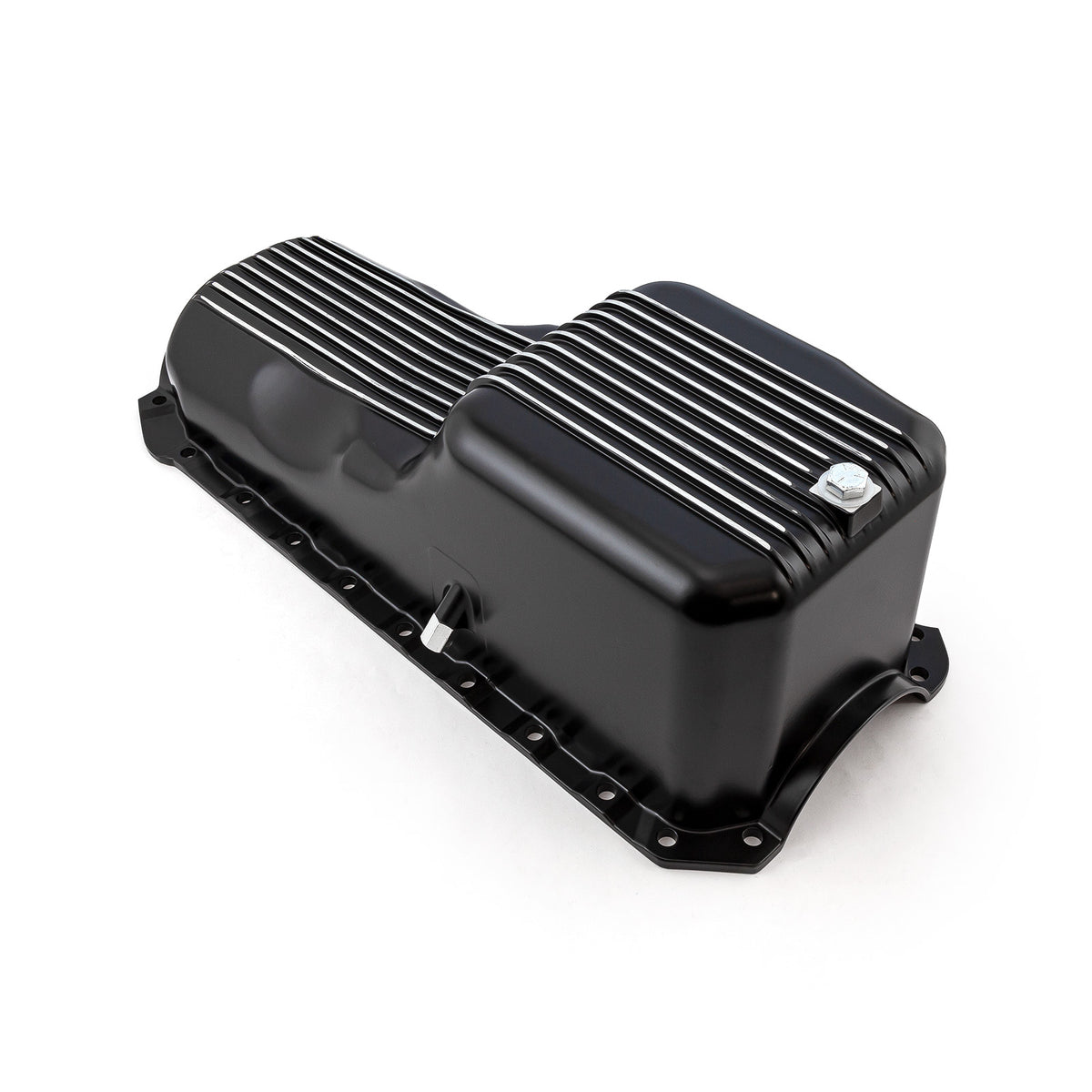 Chevy BBC 454 2Pc Early Gen 4 1965 - 1990 Black Finned Aluminum Oil Pan