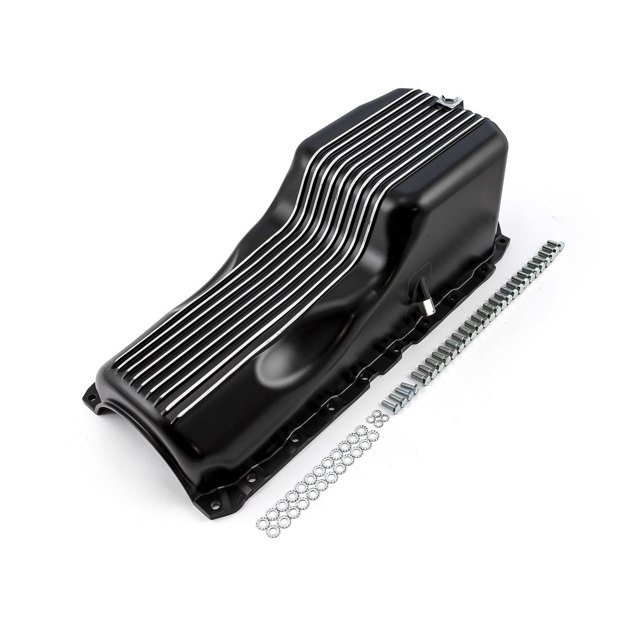 Chevy BBC 454 1Pc Late Gen 5 & 6 1991 - Up Black Finned Aluminum Oil Pan