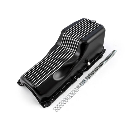 Chevy BBC 454 1Pc Late Gen 5 & 6 1991 - Up Black Finned Aluminum Oil Pan