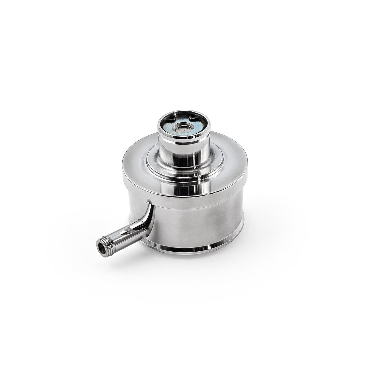 Polished Alum. Plain Valve Cover Breather - w/Pvc Vent Tube to (1" Neck Push In)