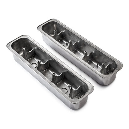 Chevy SBC 350 Center Bolt Polished Aluminum Plain Valve Cover - Tall w/o Hole