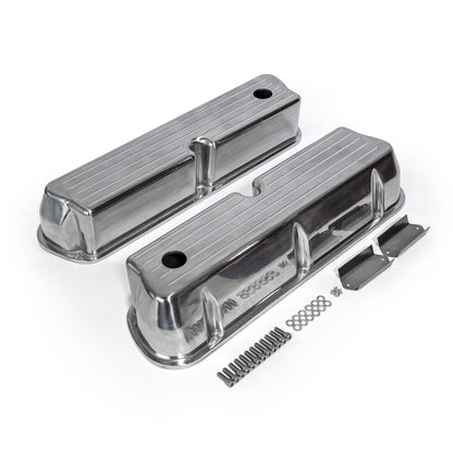 Ford SB 289 302 351 Windsor Polished Alum. Ball Milled Valve Covers Tall w/Hole