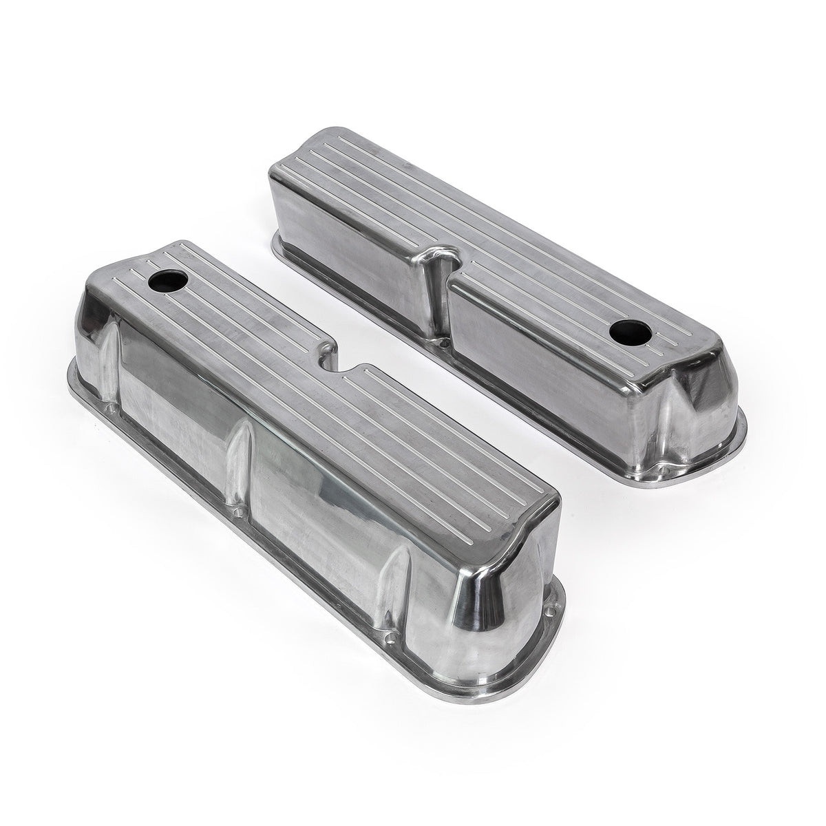 Ford SB 289 302 351 Windsor Polished Alum. Ball Milled Valve Covers Tall w/Hole