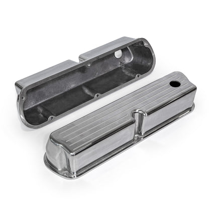 Ford SB 289 302 351 Windsor Polished Alum. Ball Milled Valve Covers Tall w/Hole