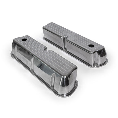 Ford SB 289 302 351 Windsor Polished Alum. Ball Milled Valve Covers Tall w/Hole