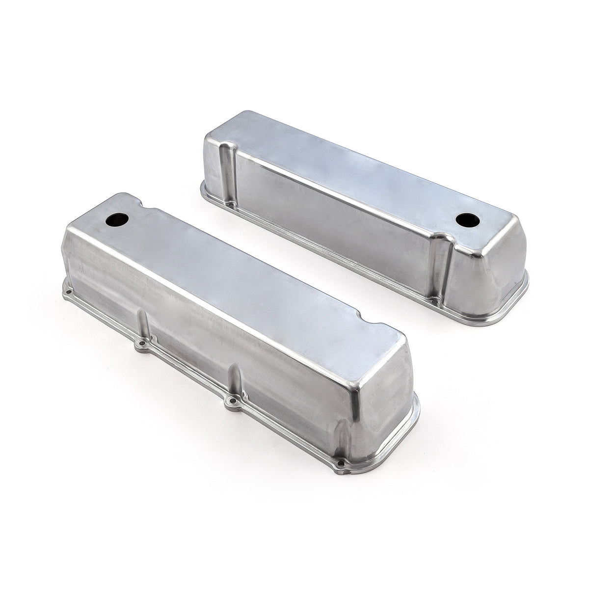 Ford 429 460 Polished Aluminum Plain Valve Covers - Tall w/ Hole