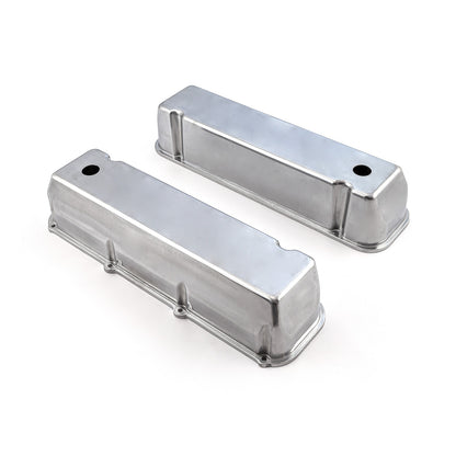 Ford 429 460 Polished Aluminum Plain Valve Covers - Tall w/ Hole