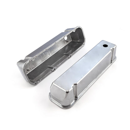 Ford 429 460 Polished Aluminum Plain Valve Covers - Tall w/ Hole