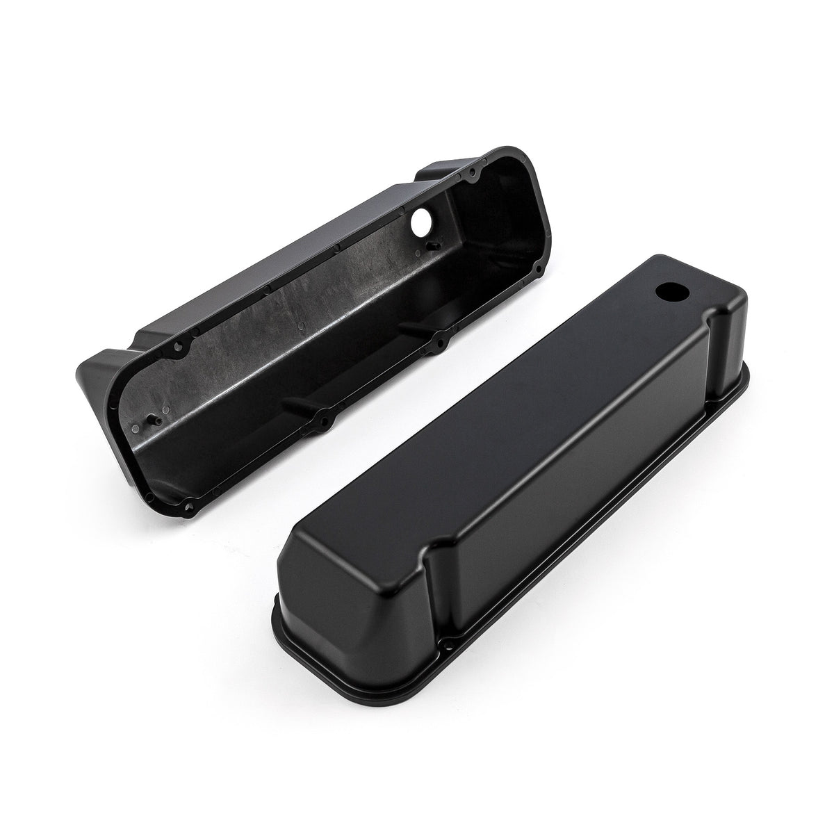 Ford 429 460 Black Aluminum Plain Valve Covers - Tall w/ Hole