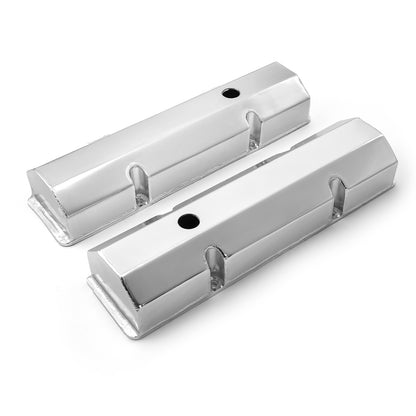 Chevy SBC 350 Fabricated Valve Covers Satin Tall w/ Hole