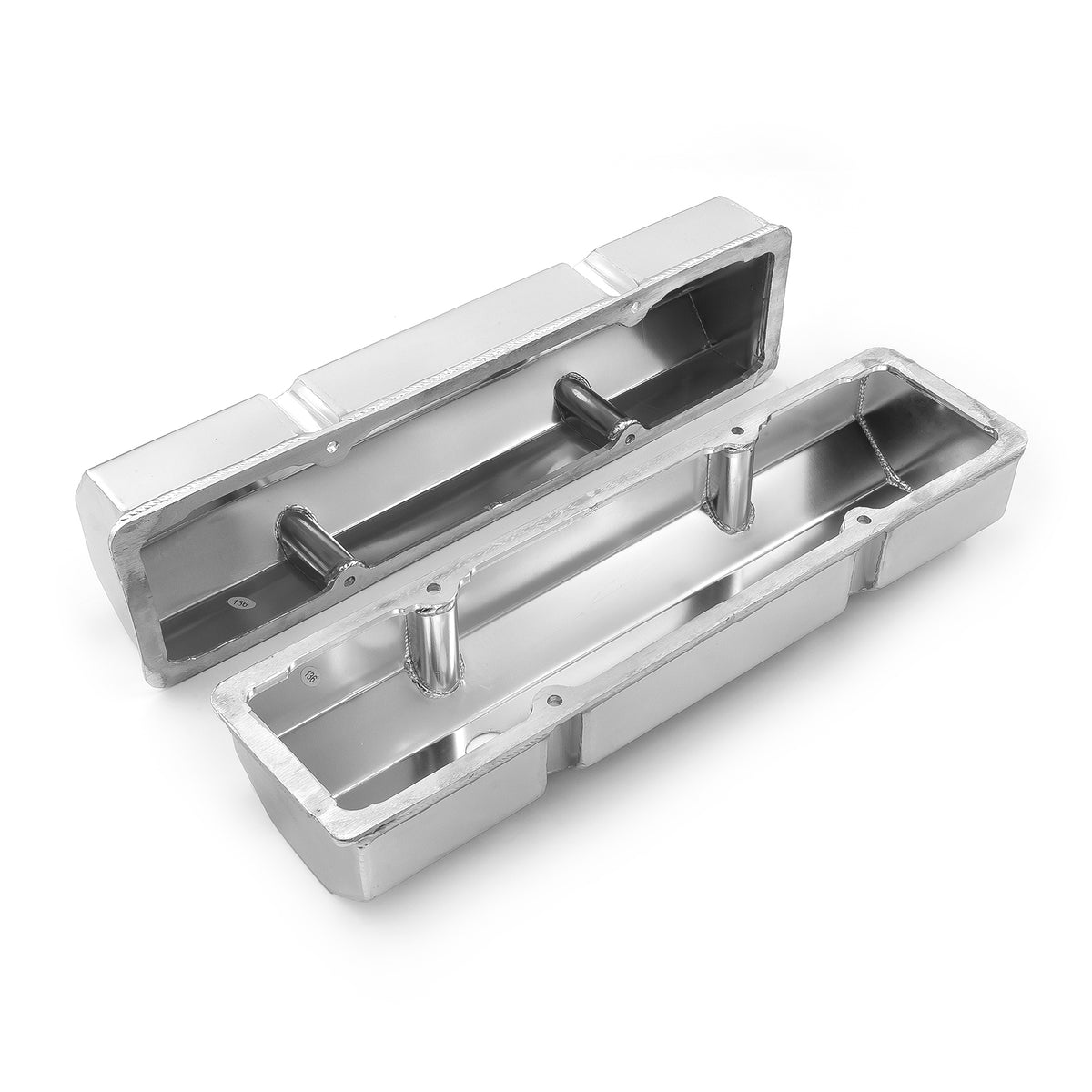 Chevy SBC 350 Fabricated Valve Covers Satin Tall w/ Hole