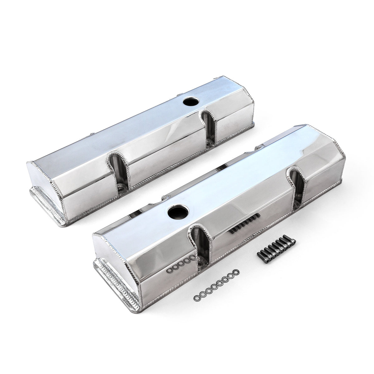 Chevy SBC 350 Fabricated Valve Covers Polished Tall w/o Hole