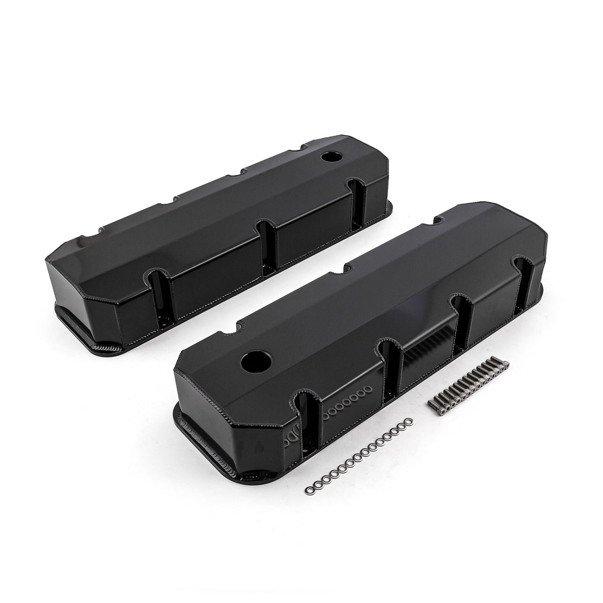 Chevy BBC 454 Fabricated Valve Covers Black Tall w/ Hole