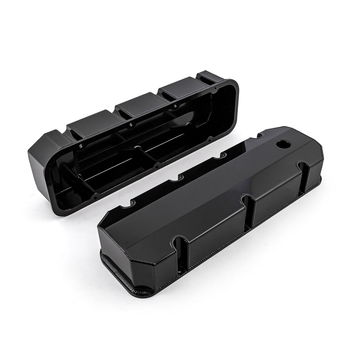 Chevy BBC 454 Fabricated Valve Covers Black Tall w/ Hole