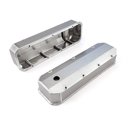 Chevy BBC 454 Long Bolt Fabricated Valve Covers Satin Tall w/ Hole