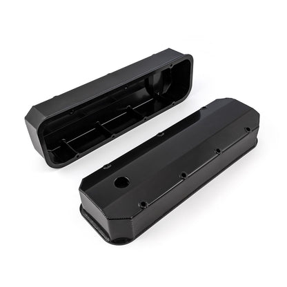Chevy BBC 454 Long Bolt Fabricated Valve Covers Black Tall w/ Hole