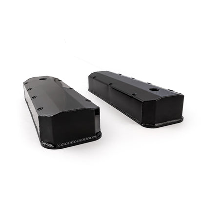 Chevy BBC 454 Long Bolt Fabricated Valve Covers Black Tall w/ Hole