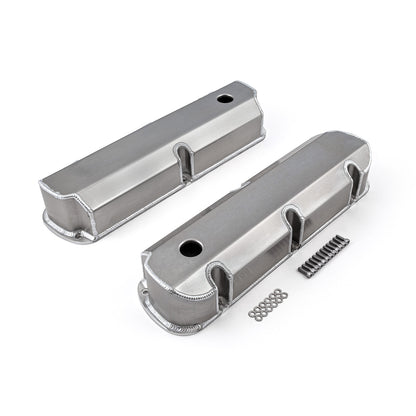 Ford SB 289 302 351 Windsor Fabricated Valve Covers Satin Tall w/ Hole