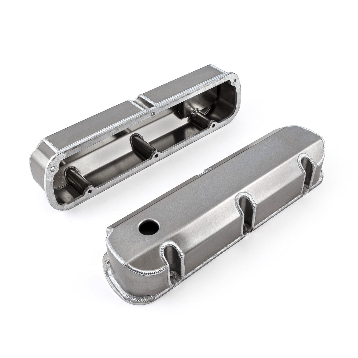 Ford SB 289 302 351 Windsor Fabricated Valve Covers Satin Tall w/ Hole