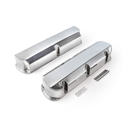 Ford SB 289 302 351 Windsor Fabricated Valve Covers Polished Tall w/o Hole