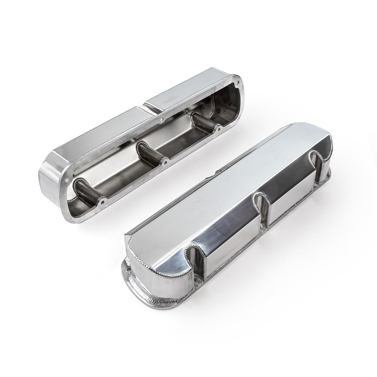 Ford SB 289 302 351 Windsor Fabricated Valve Covers Polished Tall w/o Hole