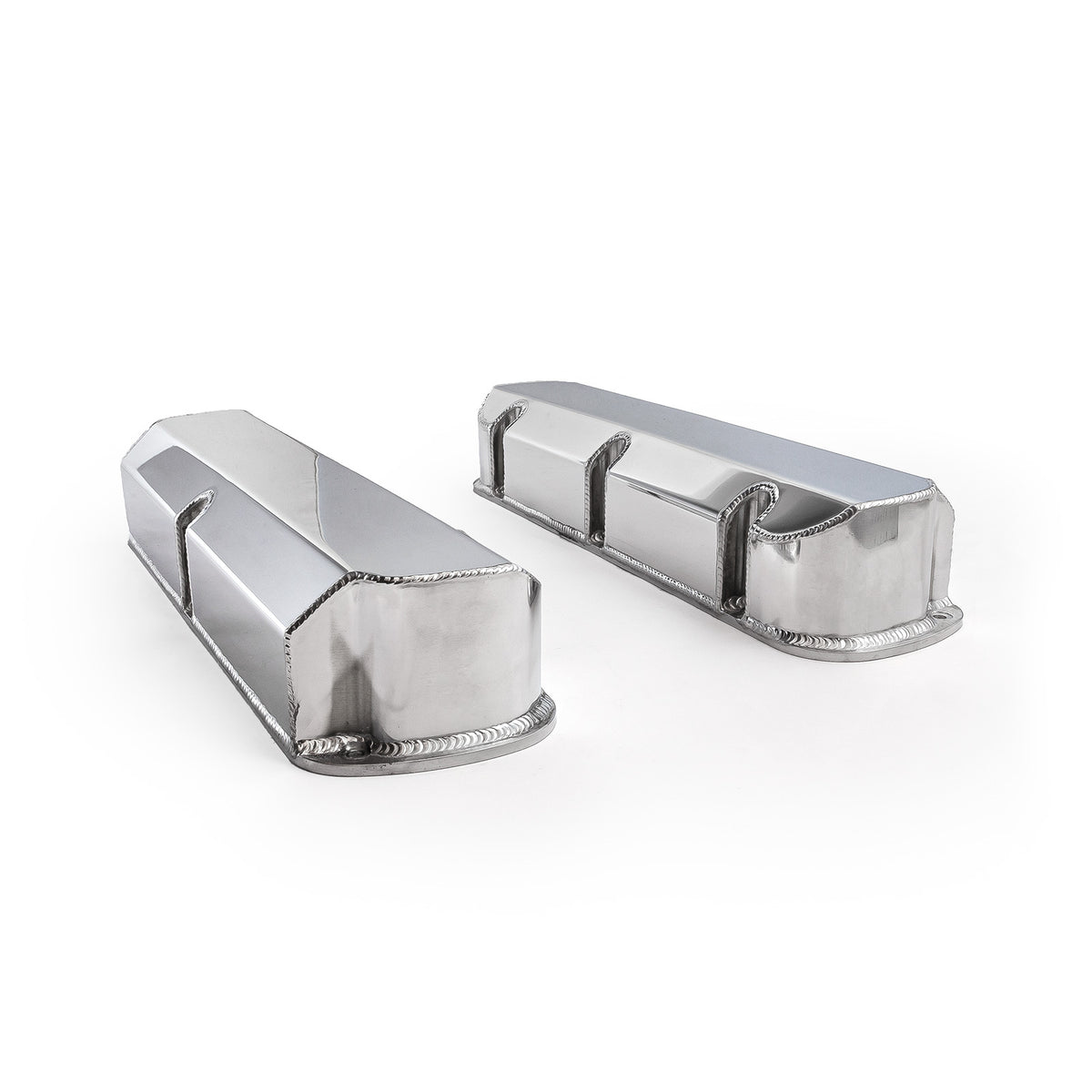 Ford SB 289 302 351 Windsor Fabricated Valve Covers Polished Tall w/o Hole