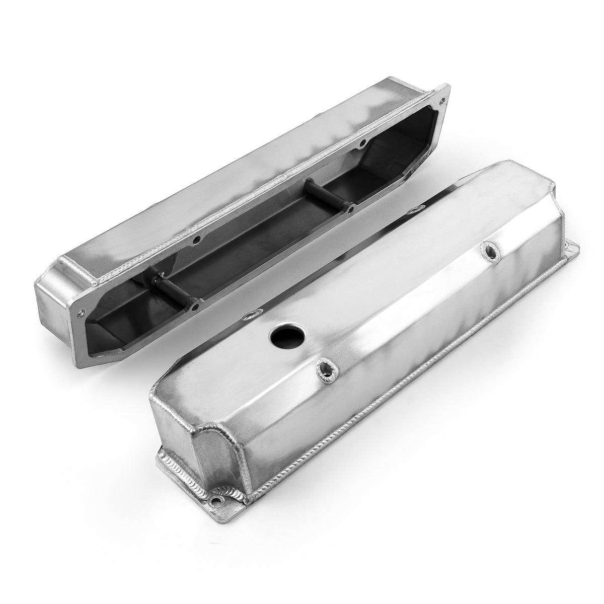 Mopar Chrysler BB 383 440 Satin Fabricated Valve Covers - Tall w/ Hole