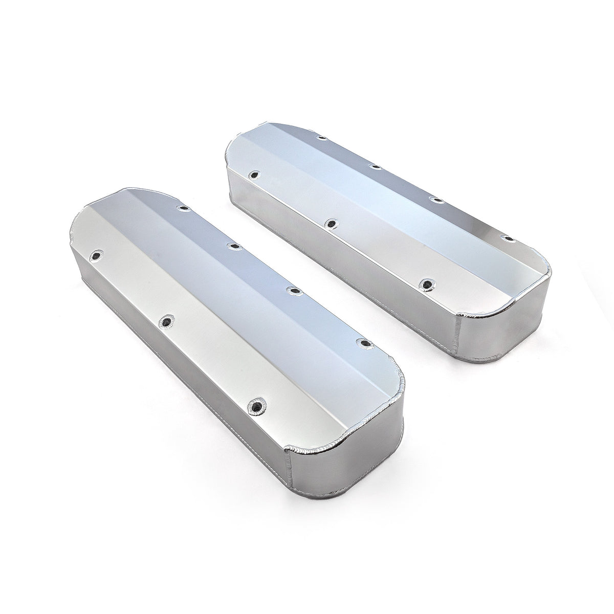 Chevy BBC 454 Long Bolt Fabricated Valve Covers Satin Tall w/o Hole