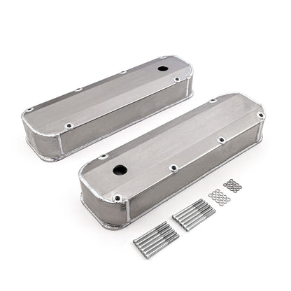 Ford 429 460 Satin Long Bolt Fabricated Valve Covers - Tall w/ Hole
