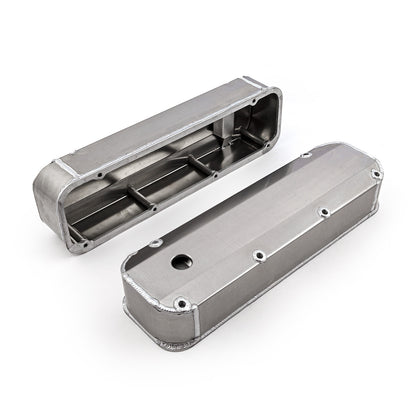Ford 429 460 Satin Long Bolt Fabricated Valve Covers - Tall w/ Hole