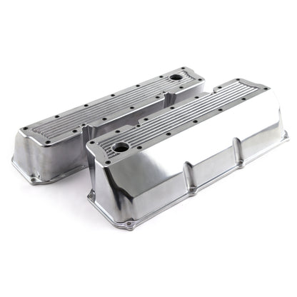 Ford 351C Cleveland Polished Aluminum Elite Valve Covers Tall w/Hole