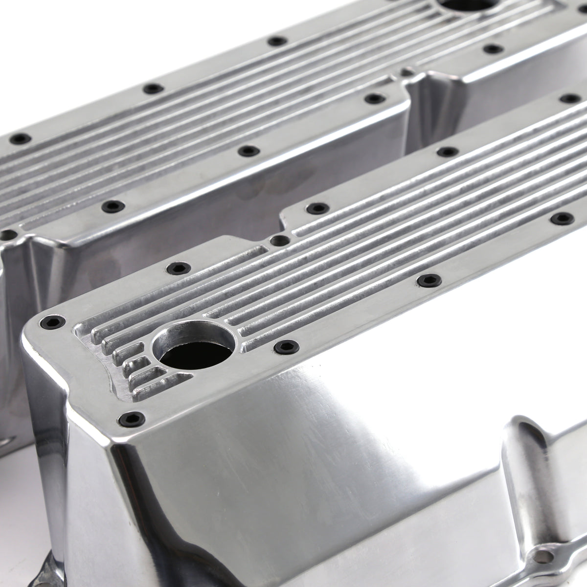 Ford 351C Cleveland Polished Aluminum Elite Valve Covers Tall w/Hole