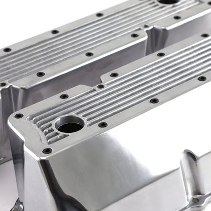 Ford 351C Cleveland Polished Aluminum Elite Valve Covers Tall w/Hole