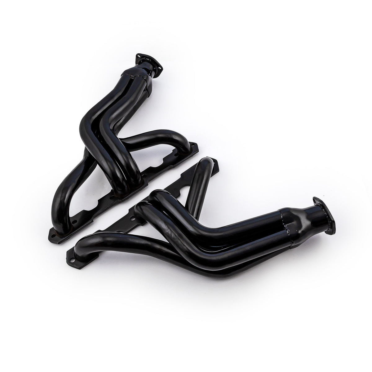 Chevy SBC 350 1955-57 Tri-5 Mid Length Black Headers Straight Plug Heads
