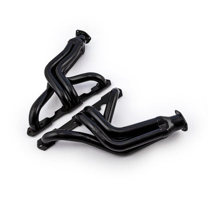 Chevy SBC 350 1955-57 Tri-5 Mid Length Black Headers Straight Plug Heads